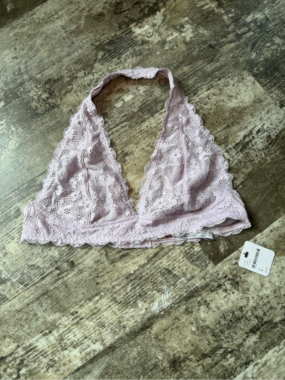 Free People Intimately Galloon Lace Halter Bra in Light Purple Bralette